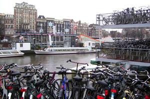 Dutch bikes parked riders at work